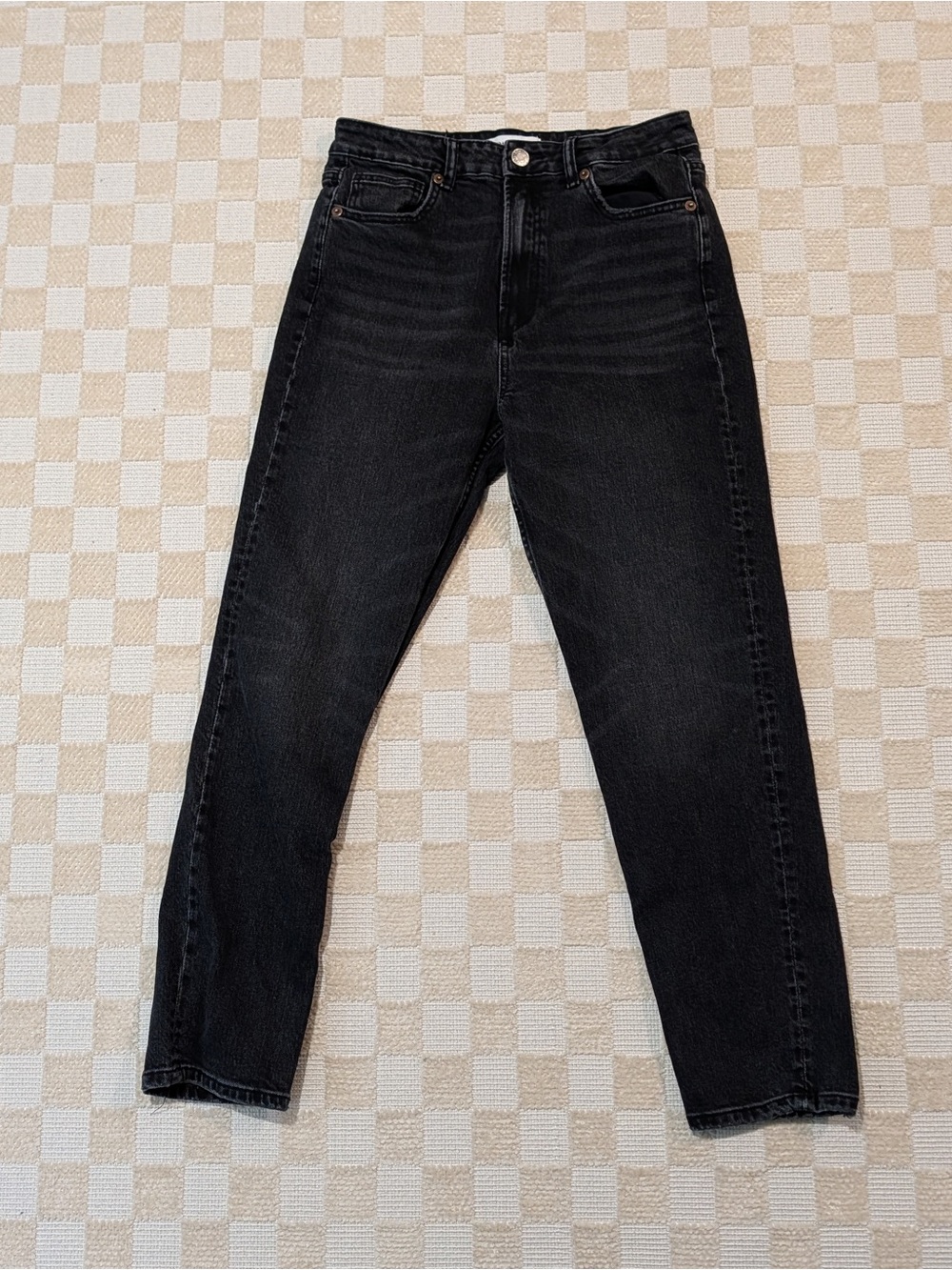 Zara Dark Gray Slim Straight High Rise Jeans Size 6